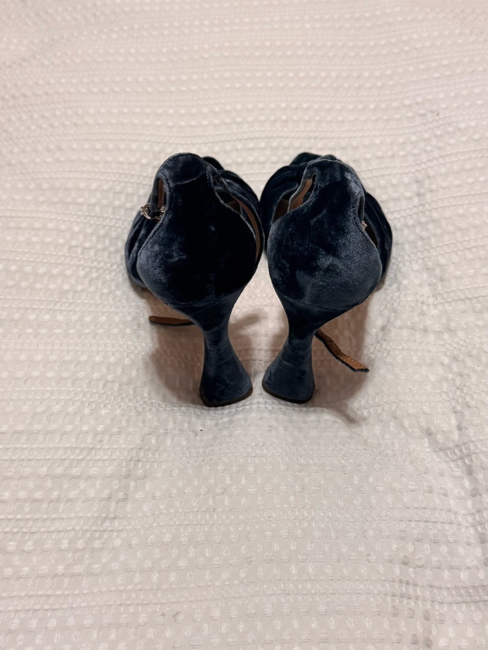 Sam Edelman Teal Velvet Knot Front Ankle-Strap Heels - Picture 3 of 6